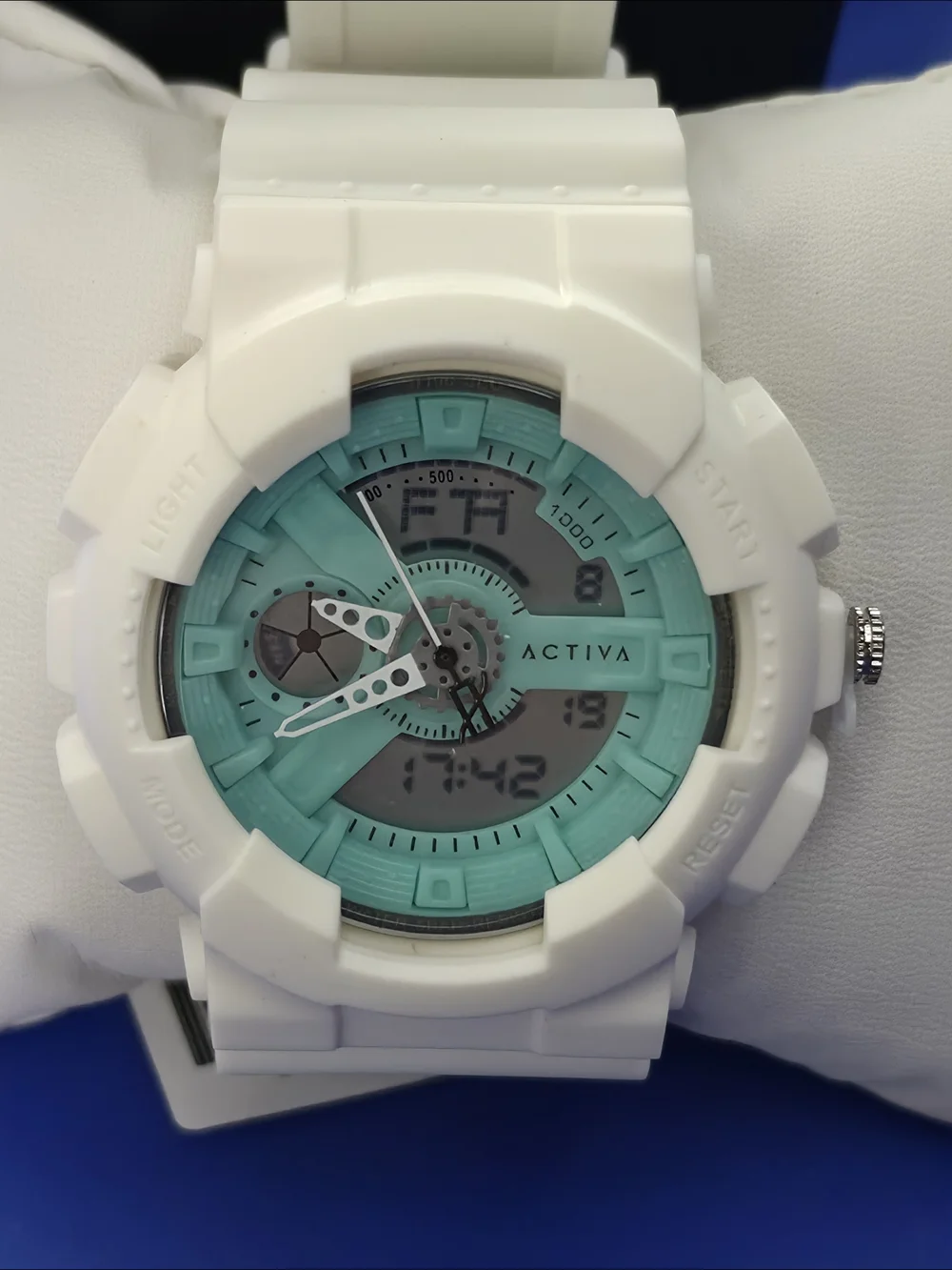 Activa White and Teal Sport Watch